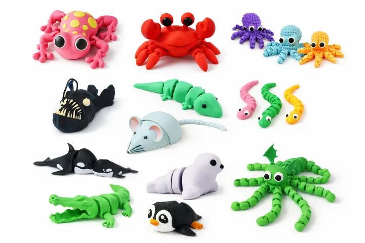 Brinquedo Bichinhos Flexíveis Articulados Animais Baby Kit 5, Brinquedos Articulados