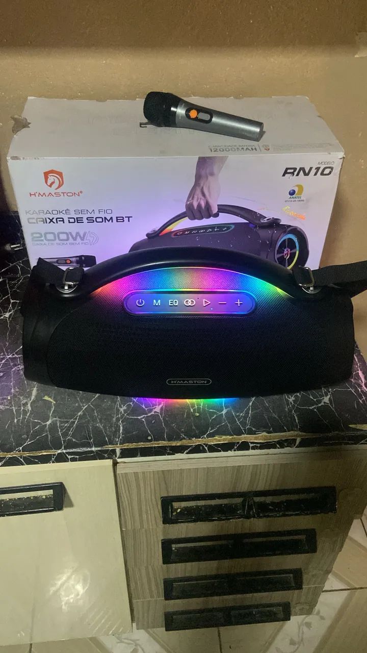 Bombox 200w microfone para karaoke 