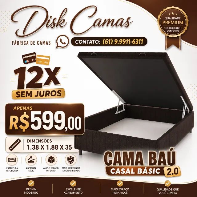 Organize Seu Quarto com a Cama Baú Casal Basic 2.0! Oferta Imperdível!