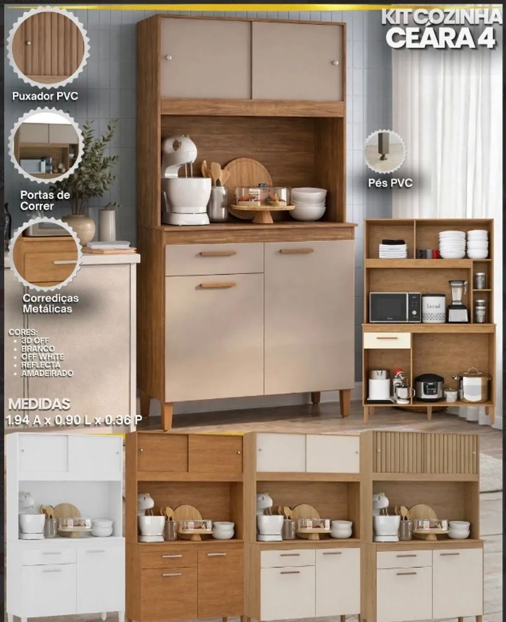 Armário de cozinha Kit 0.90 