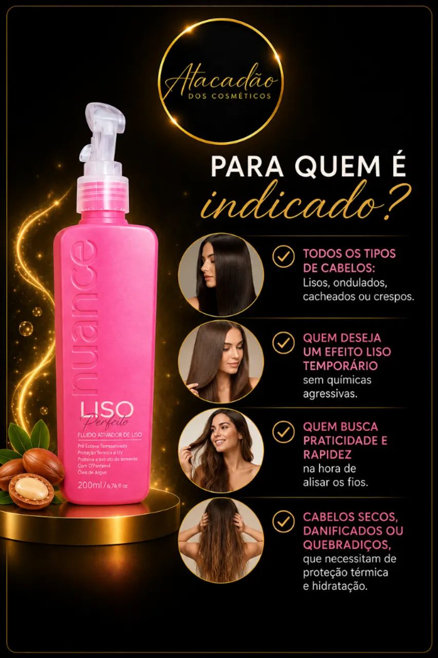 Leave-in Liso Perfeito Alinha e Alisa Nuance 200ml - Foto 4
