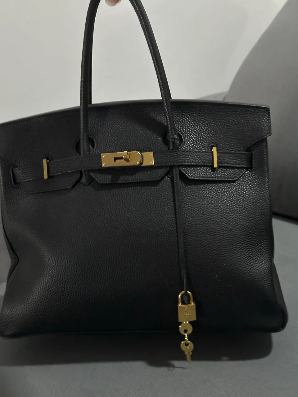 Hermés 30, cor preta, ferragens em dourado. - Foto 3