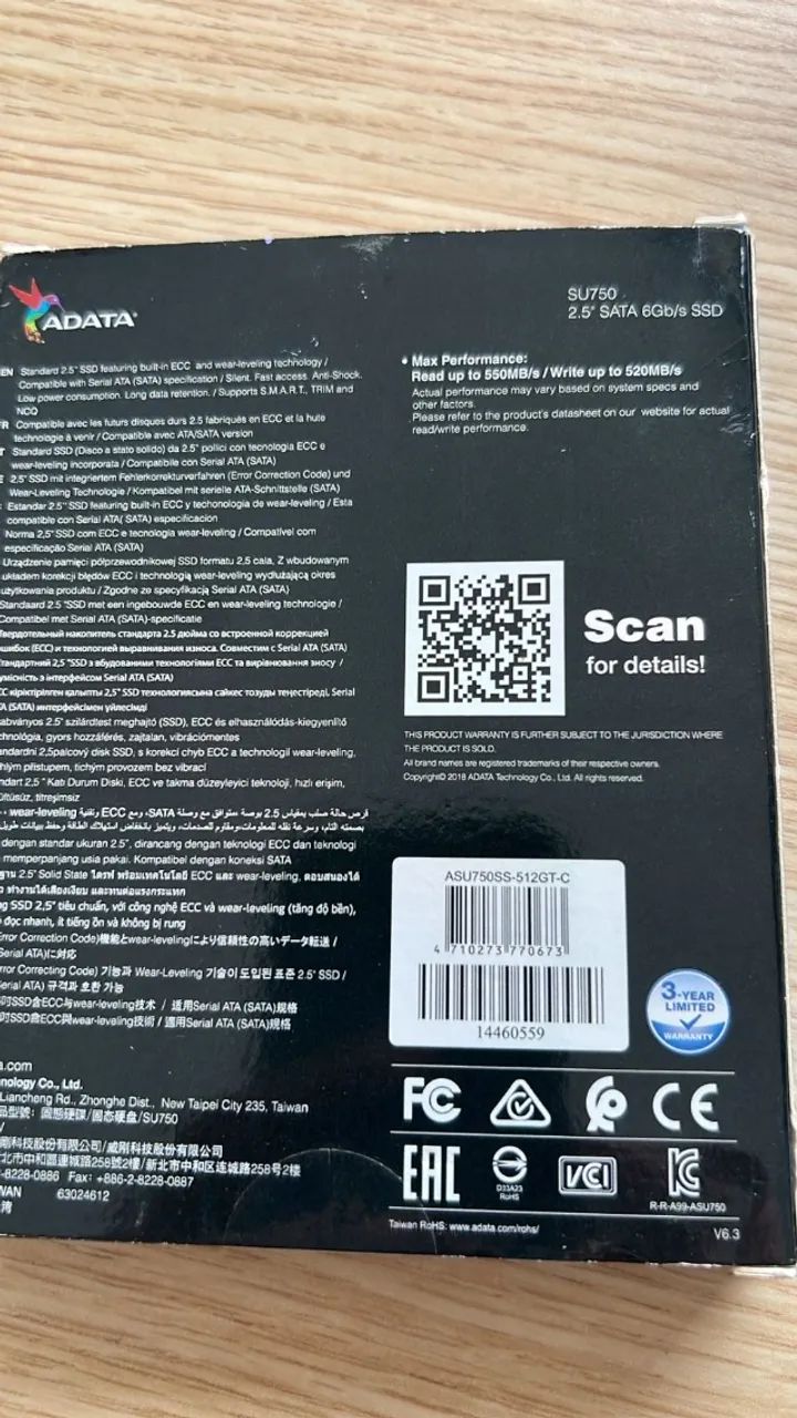SSD Adata SU750 512GB 2.5