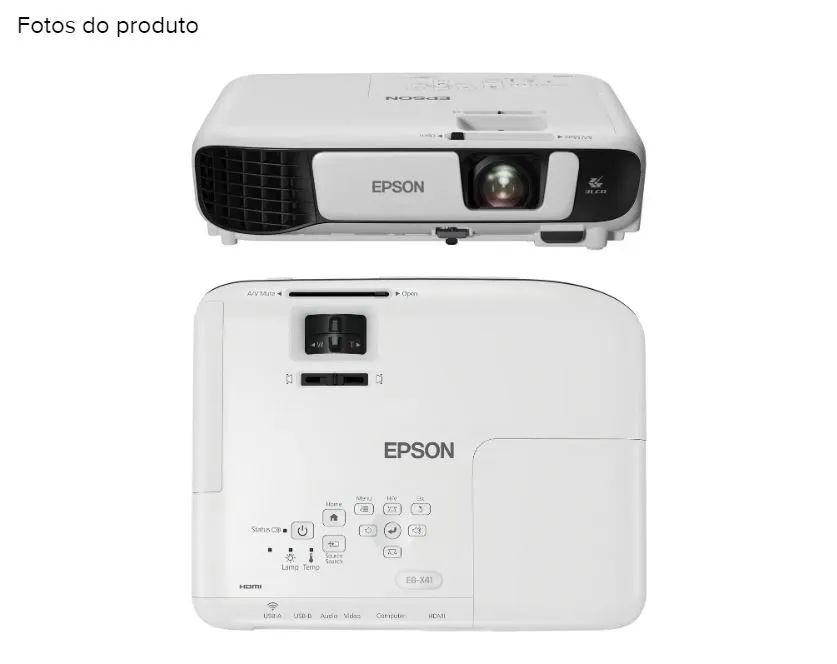 Projetor Epson PowerLite S41+ 3300lm branco