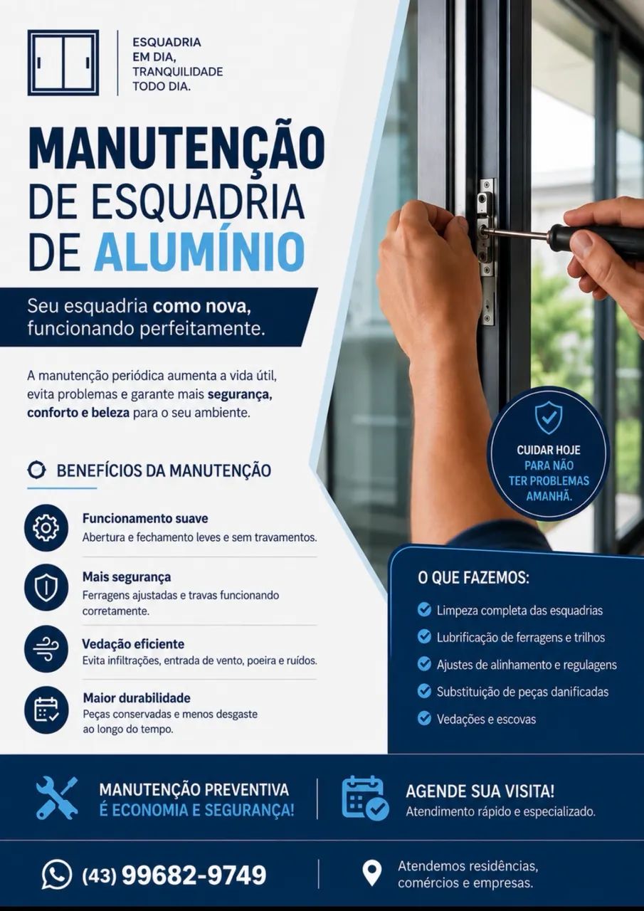 MANUTENÇÃO DE ESQUADRIAS DE ALUMÍNIO