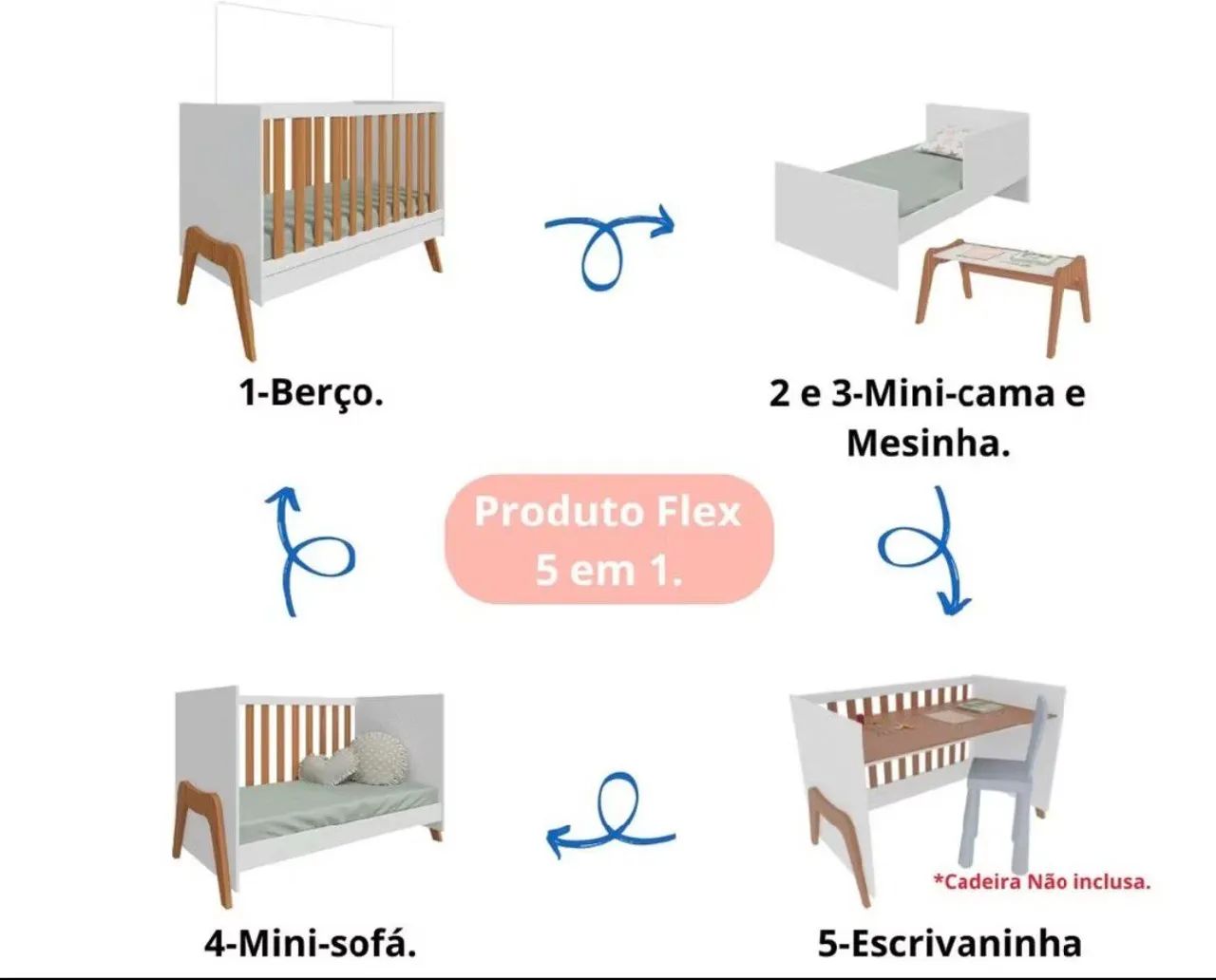 Berço Americano Multifuncional 5x1 100% MDF - Foto 4