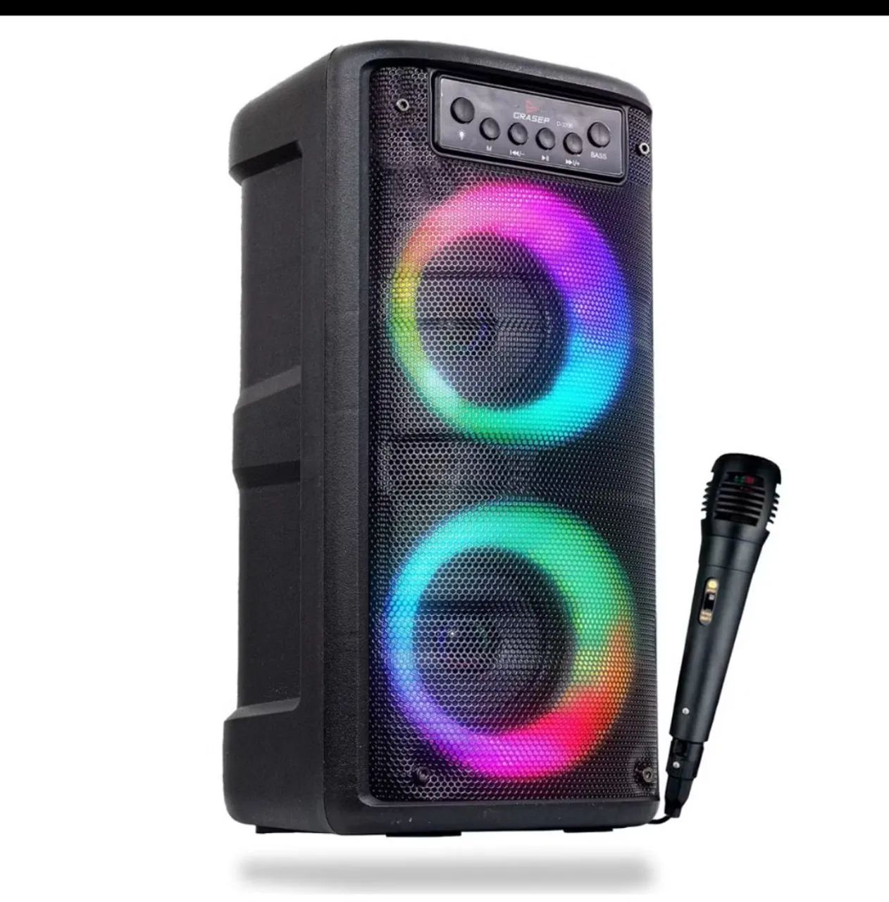 ? CAIXA DE SOM PORTÁTIL BLUETOOTH COM MICROFONE E LED RGB - Foto 2