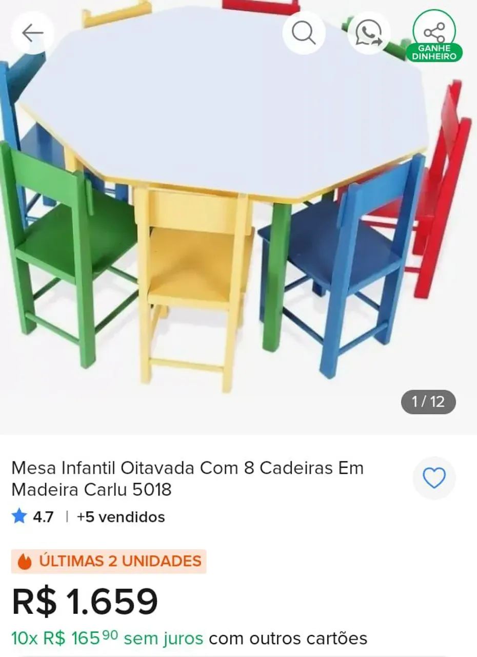 Mesa infantil com 8 cadeiras  - Foto 2