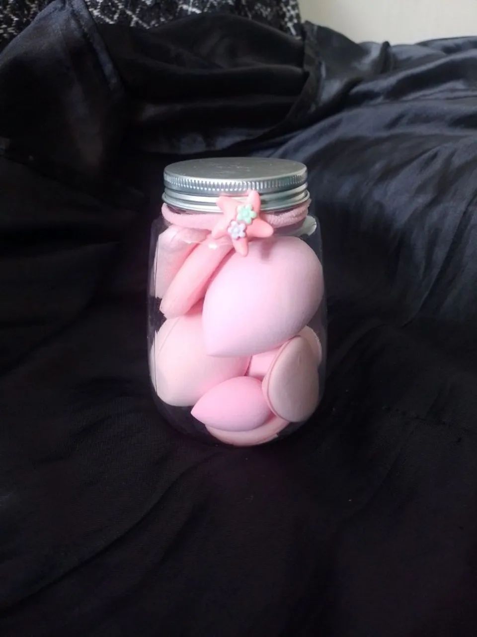 kit 9 esponjas de maquiagem rosa