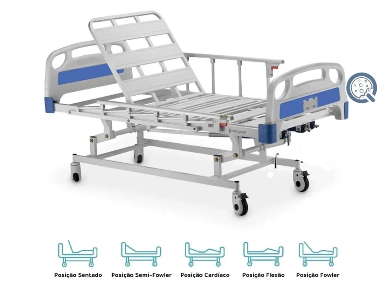 Cama hospitalar 5 posições 3 manivelas Manual 