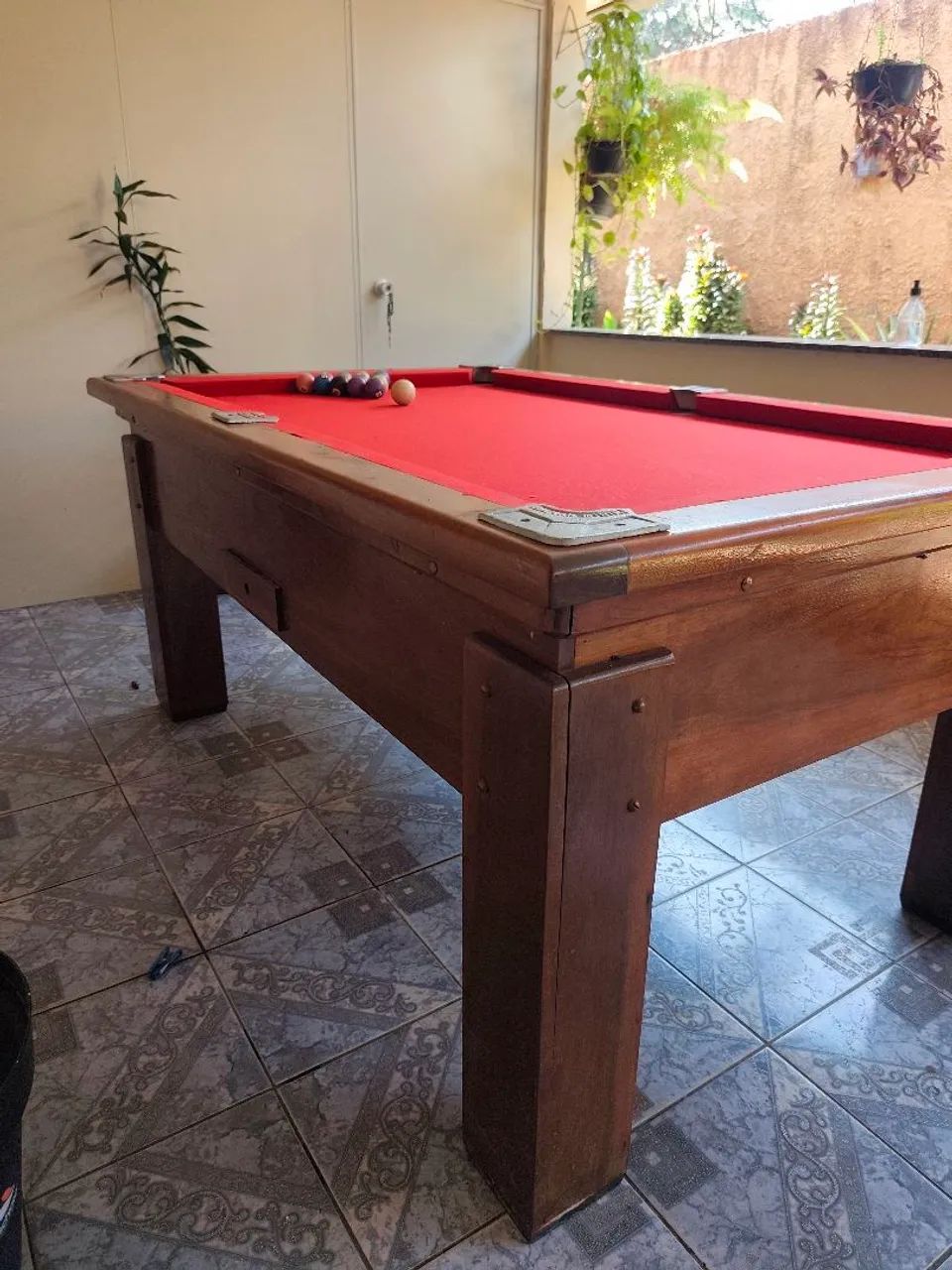 Mesa de Bilhar / Sinuca em Madeira de Lei e Tampo de Pedra Ardósia - COMPLETA - Foto 2