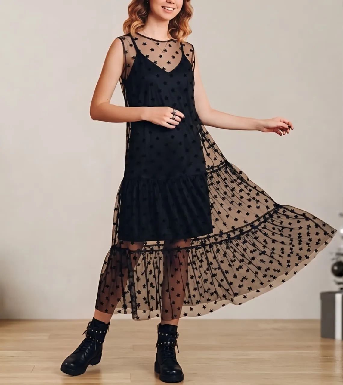 Vestido de Tule com Estrelas de Veludo 12 Storeez