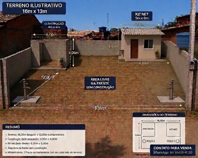 Uma kitnet e um terreno