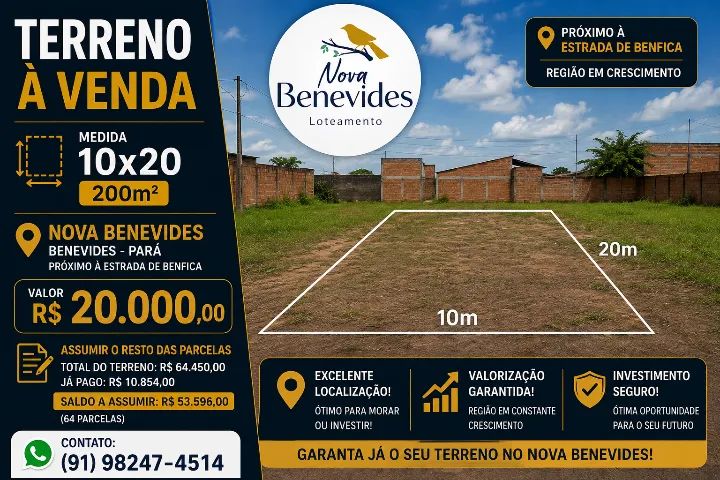 TERRENO NOVA BENEVIDES 10x20