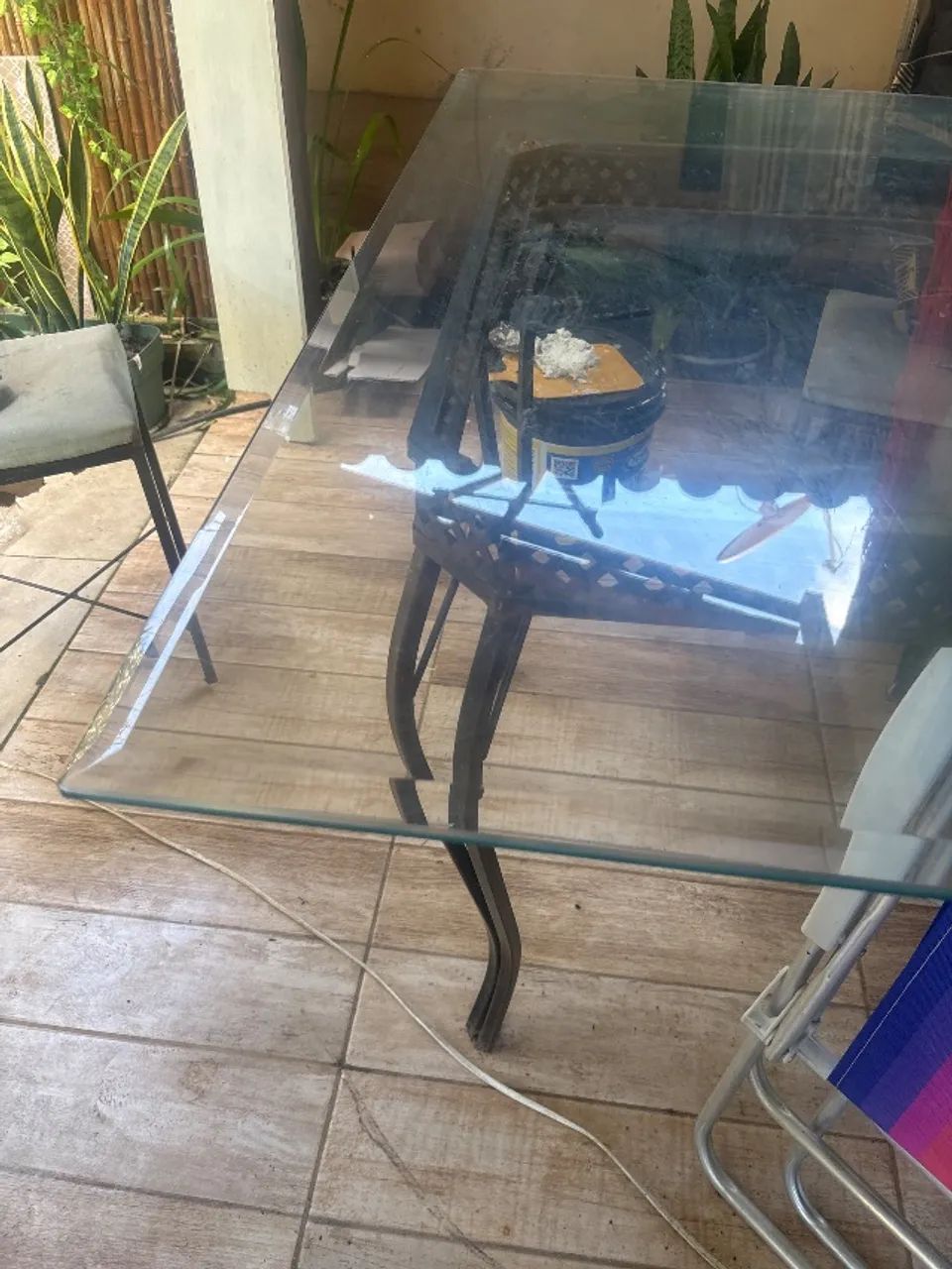 Base para mesa em vidro bisotado de 10mm