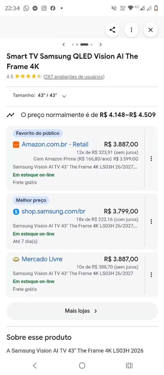 Tv Samsung 43 Esmrt 4k comando de voz  - Foto 2