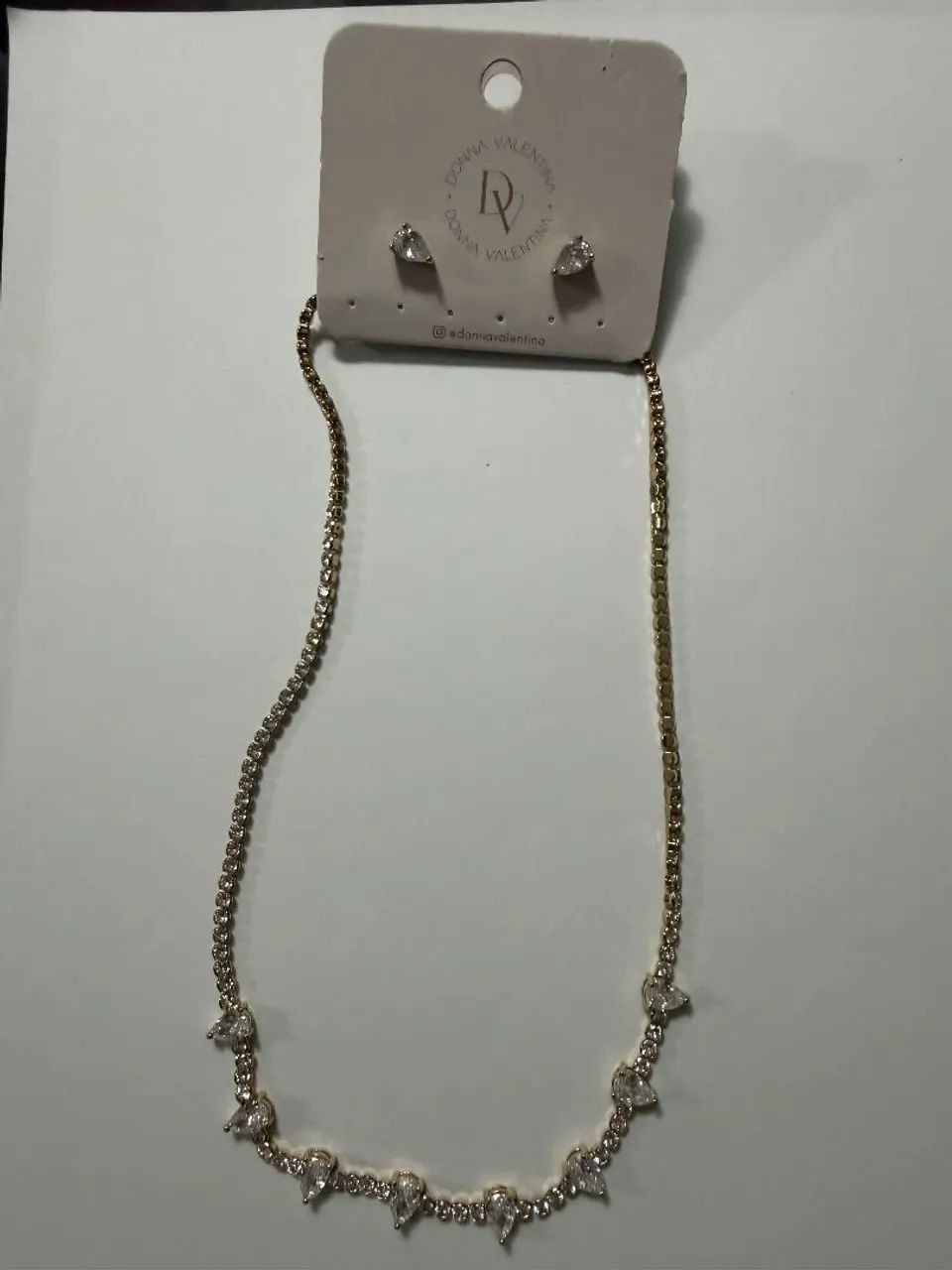 Conjunto riviera gota dourado folheado