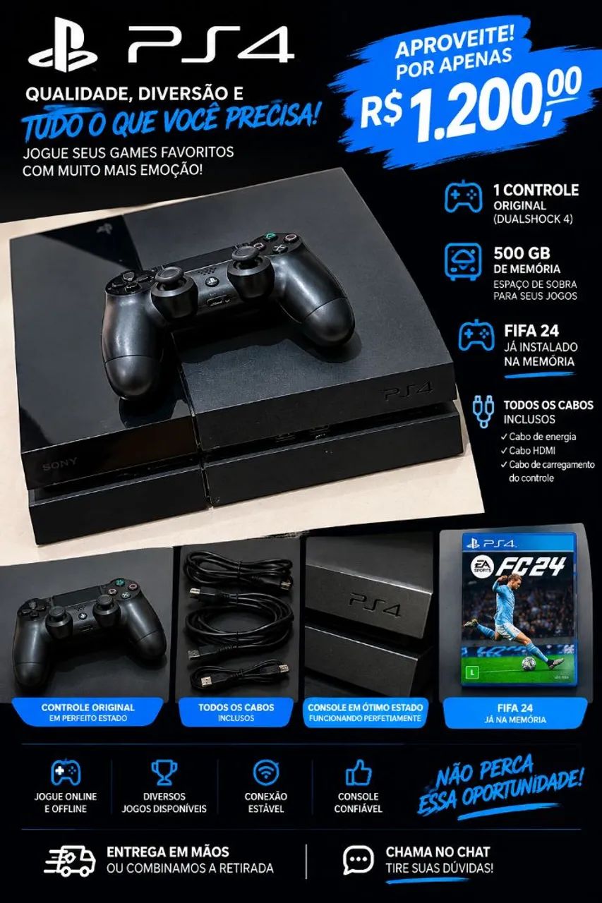 Ps4 com 1 controle 