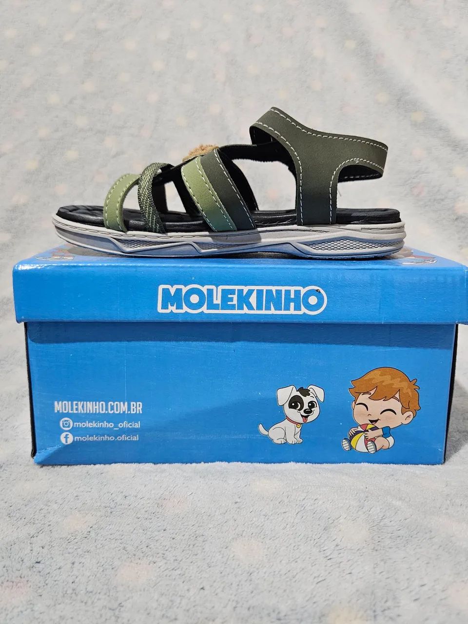 Sandália Papete Infantil Molekinho Pesponto Verde - Foto 4