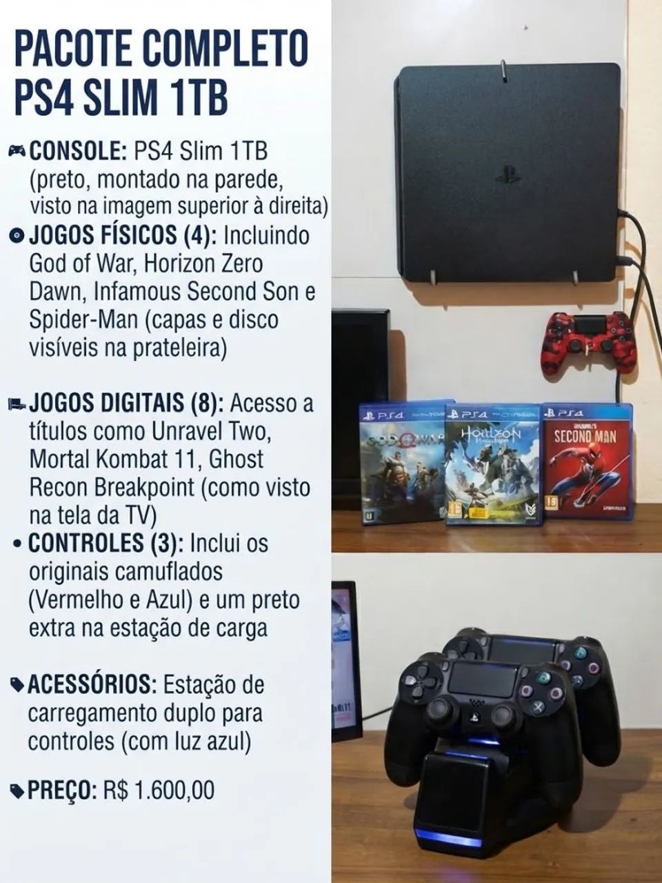 Ps4 Slim 1 terá 18 jogos.