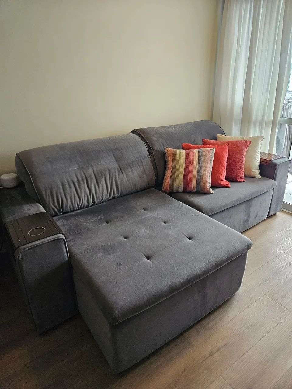 Sofá retrátil e reclinável Suede - Foto 2