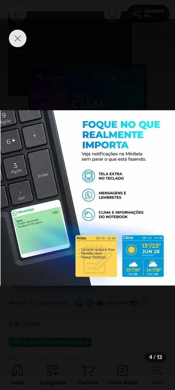 Vendo notebook, mouse e assessórios  - Foto 2