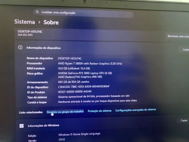Notebook DELL G15 Ryzen 7 5800h RTX 3060 - Foto 2
