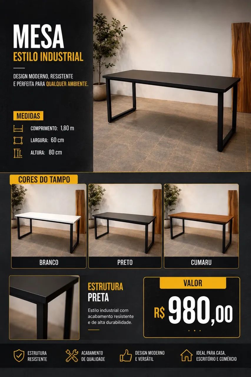 Mesa estilo industrial - Foto 2