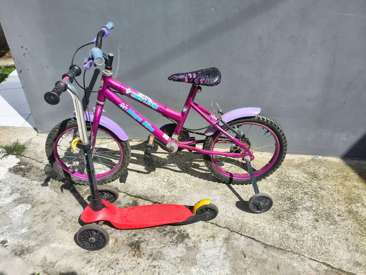Bicicleta infantil e patinete 