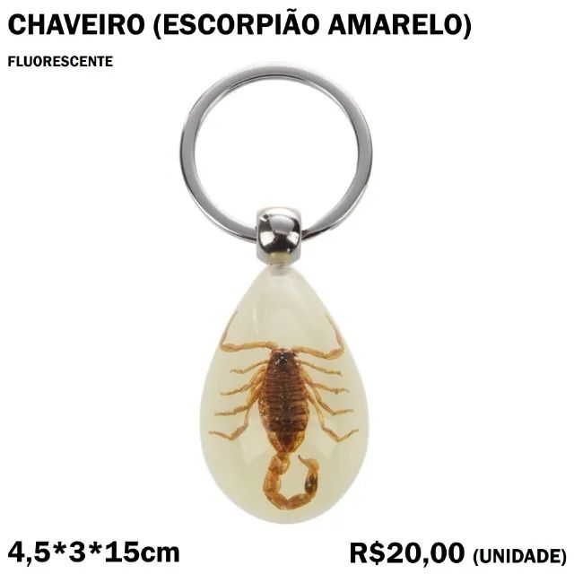 Chaveiro Escorpião Amarelo Fluorescente