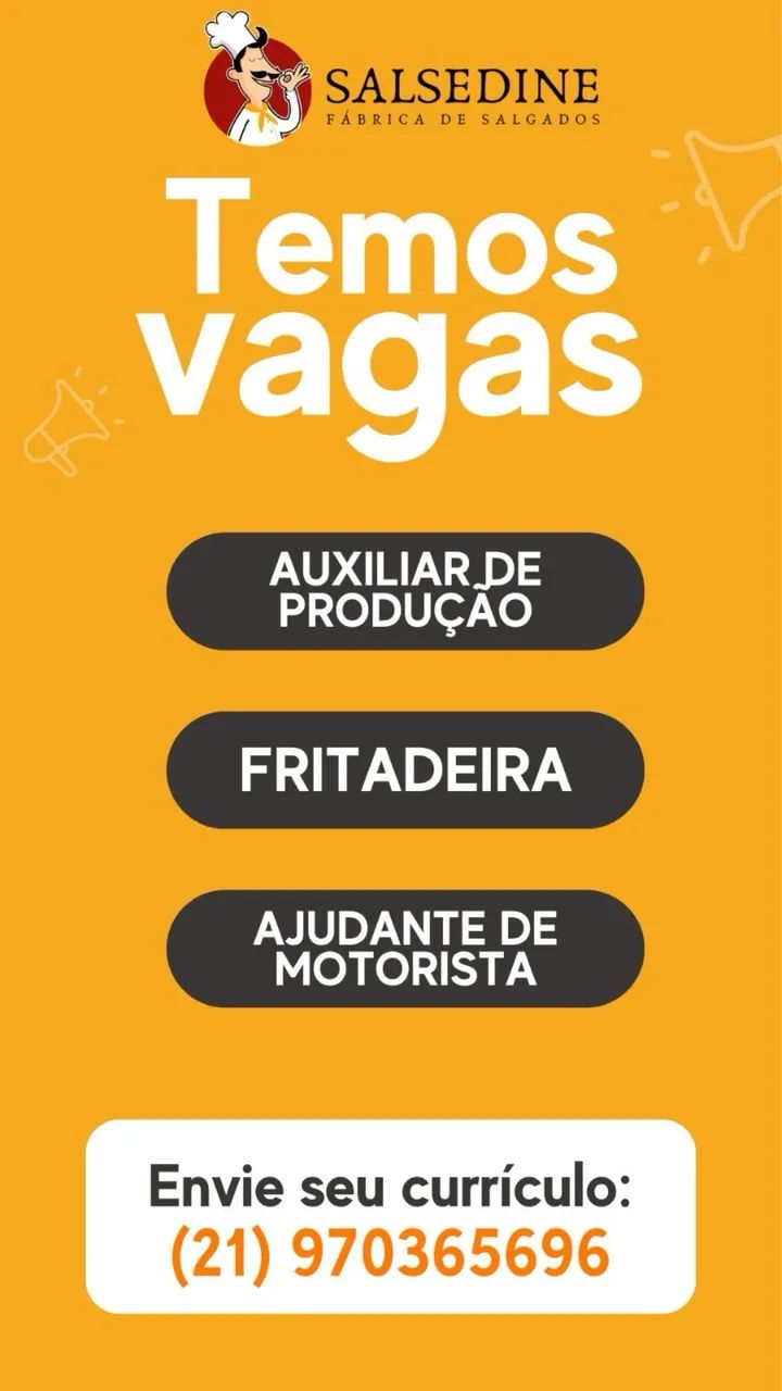 Vaga em empresa de salgados