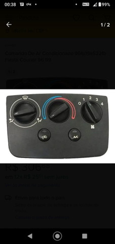 Chave comando Ar condicionado para Ford Fiesta / Courier Original