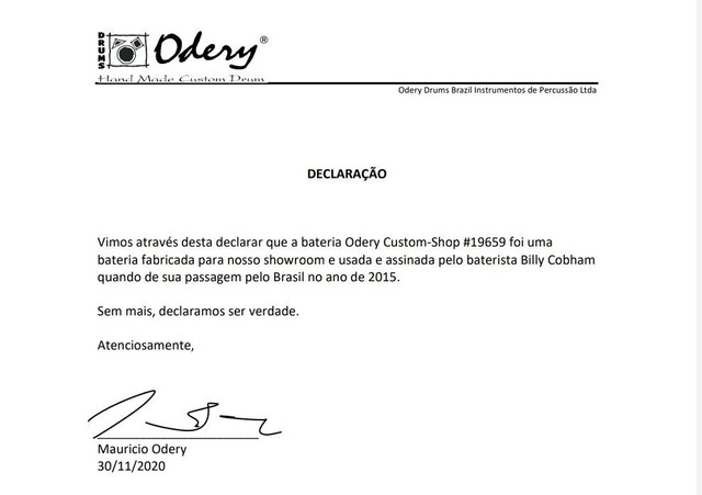 Bateria Odery Custom Billy Cobham Autografada (Exclusiva no Brasil).<br> - Foto 5