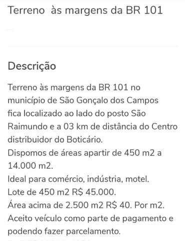 Terreno às margens da BR 101