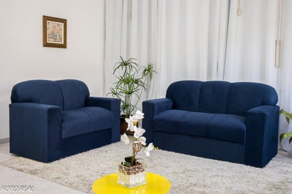 Sofá 3 e 2 lugares Rio Sued Azul Frete Grátis - Até 12x S/ Juros