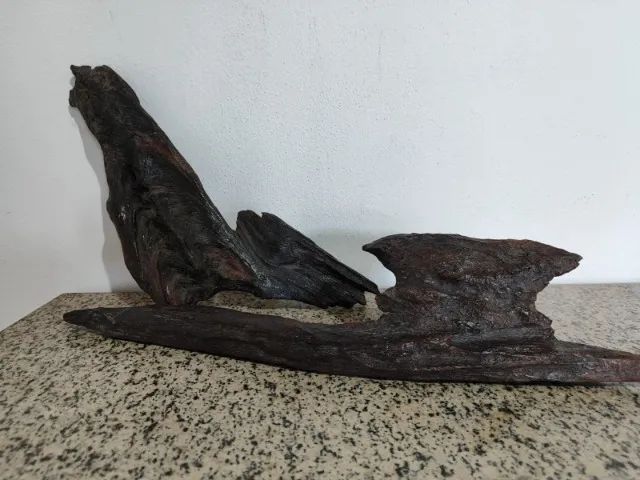 Escultura rara natural em madeira antiga submersa em leito de rio em formato de ferramenta - Foto 3