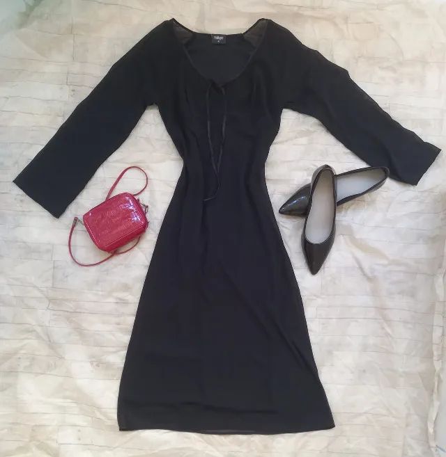 Vestido Preto Feminino Manga Longa Elegante Tamanho 40 Midi - Foto 4