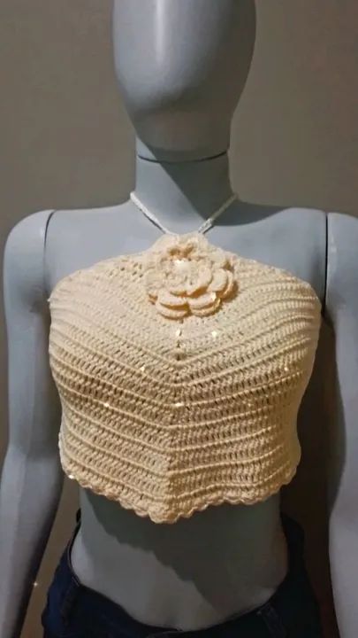 Conjunto praiano saia + cropped de crochê - Foto 3