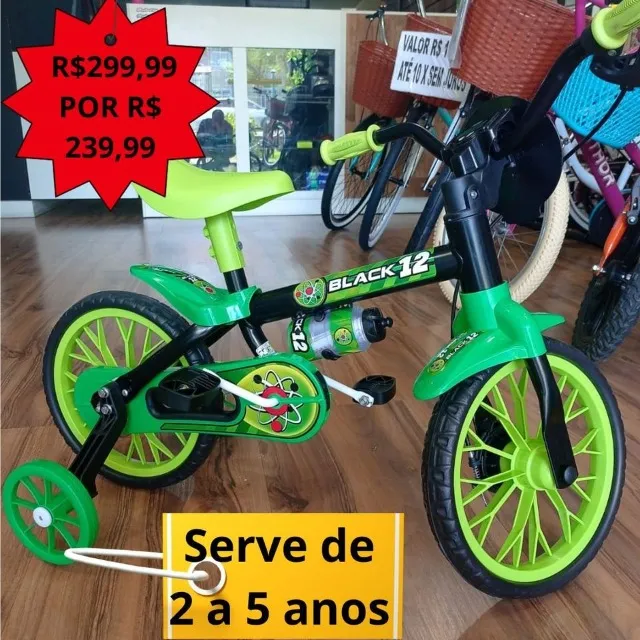 Bike Aro 12 Infantil Menino 2 a 5 Anos Nova Verde