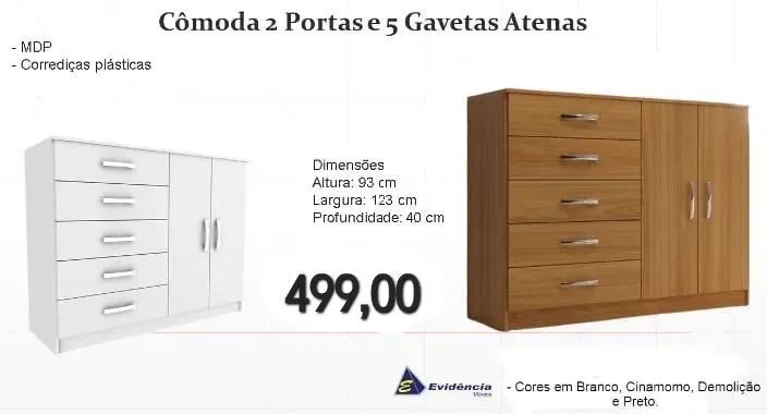 Cômoda 2 portas e 5 gavetas Atenas