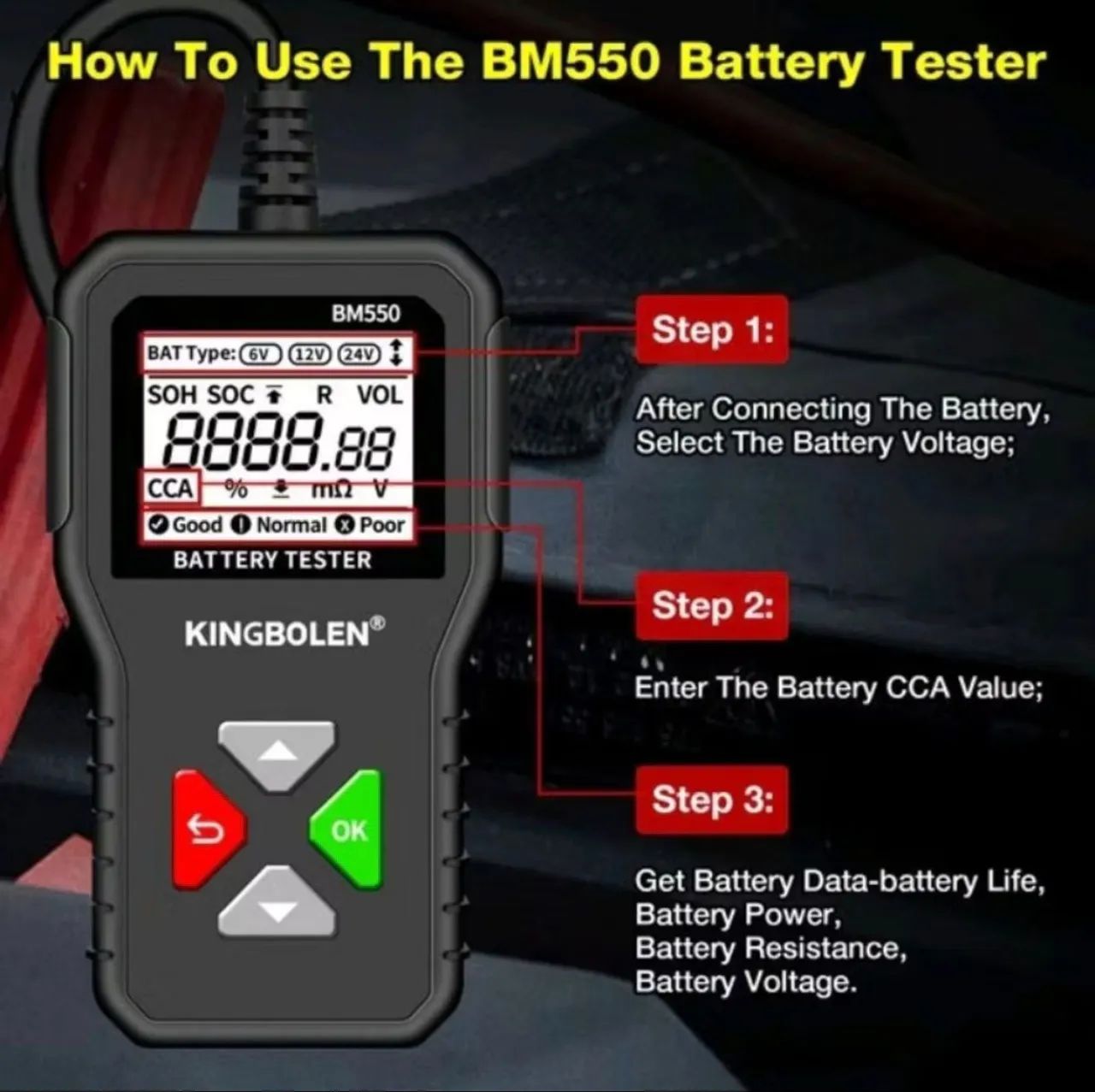 Testador de Bateria KINGBOLEN BM550 - Foto 2