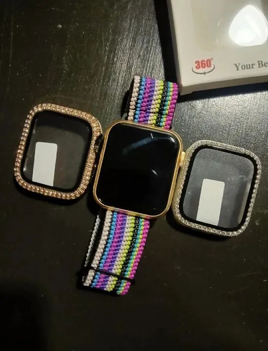 Case De Proteção C/Vidro Temperado e Strass, Apple watch e Linha IWO. Várias Cores