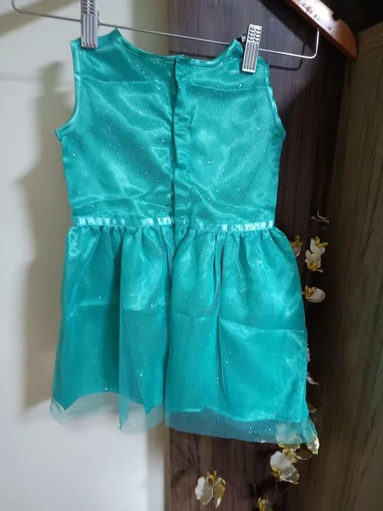 Vestido de tule brilhante verde bebê menina - Foto 2