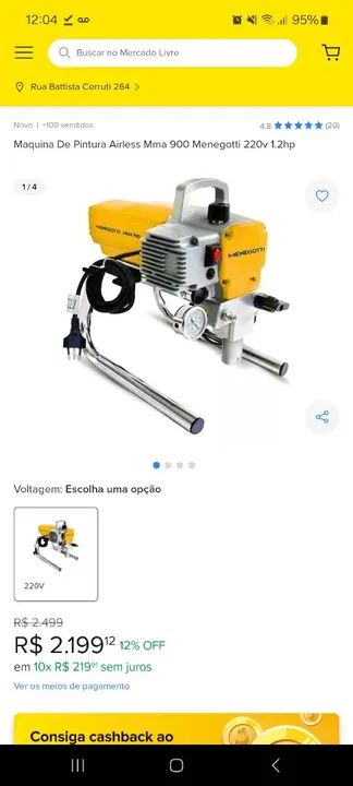 Máquina de Pintura Airless MMA 900 Menegotti 220V 1.2hp