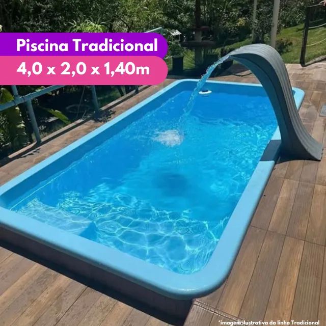 Piscina medida 4,0 x 2,0 x 1,40m - Instalada - Leia a descrição
