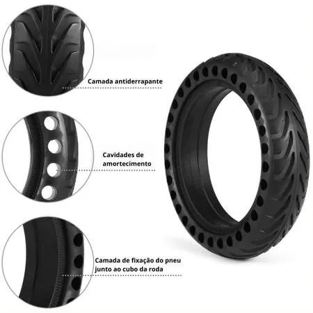 Pneu Maciço Patinete Elétrico Xiaomi Foston 8,5 Não Fura - Foto 2