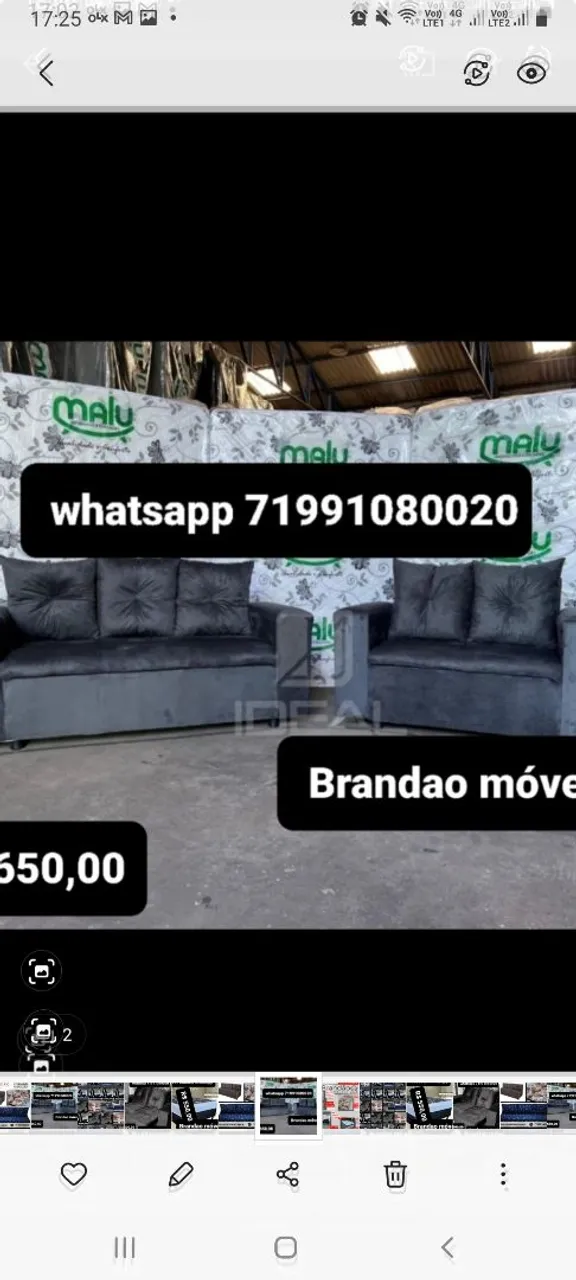 Sofá 3/2 conjunto completo lugares 5 R$ 650,00
