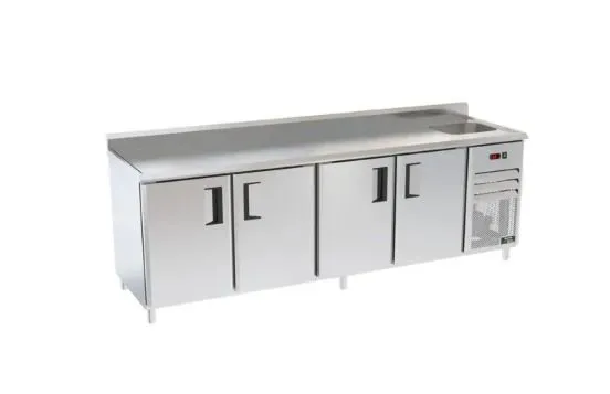 R1 Balcão de serviço refrigerado 4 portas com cuba lado direito Venâncio 