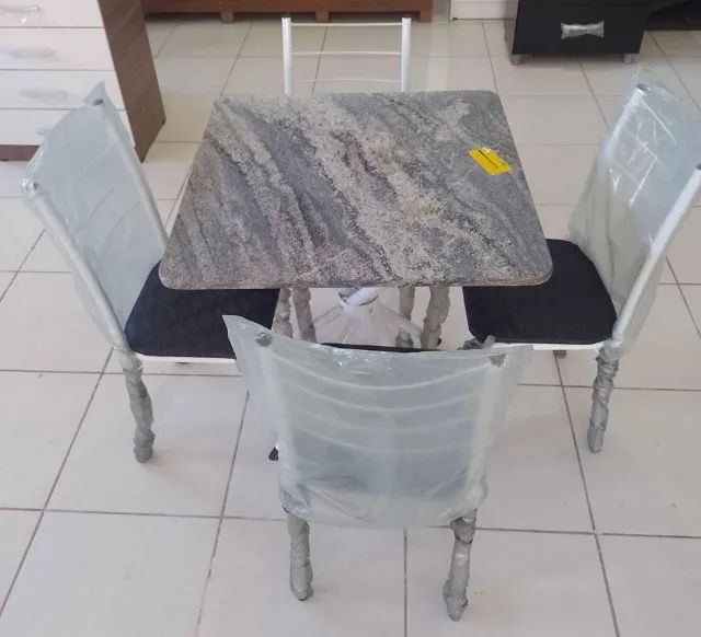 Mesa 4 Cadeiras de Pedra Nova na Caixa SÓ R$549 Entrega grátis - Foto 4