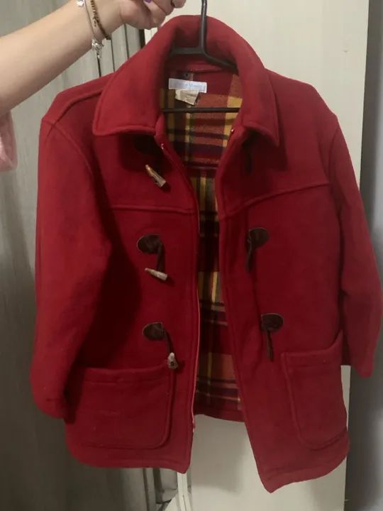 Casaco / sobretudo de lã vermelho - Tamanho Infantil (9 a 11 anos) - Foto 4
